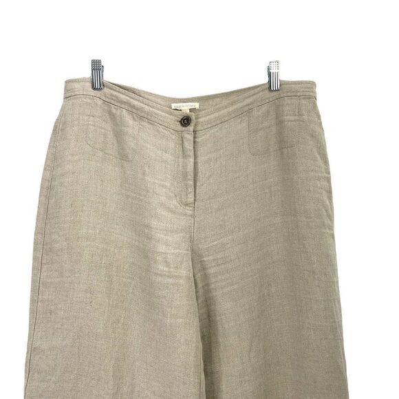 Eileen Fisher organic linen cropped wide leg pants Sz 8 neutral beige lagenlook - Picture 4 of 10